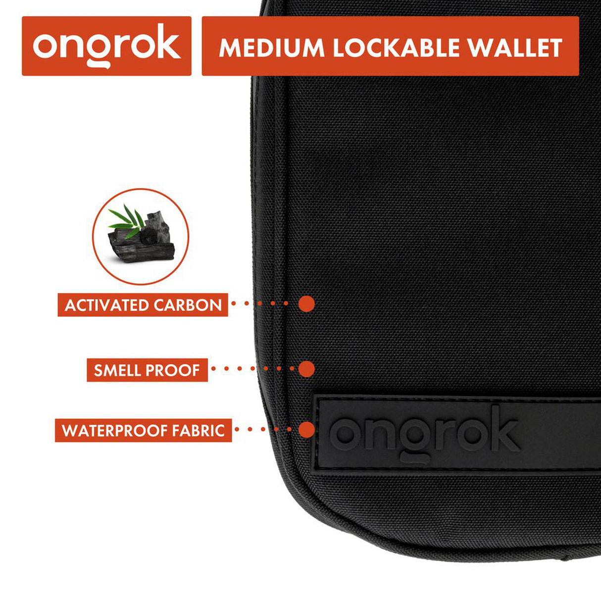 Close-up of a Smell Proof Water-Resistant Wallet, showcasing its durable design with a secure combo lock and compartments for organized storage.