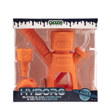 6.5 Hyborg Silicone Bong, Dab Rig & Dab Straw in packaging with visible orange plastic components, designed for multifunctional use, highlighting its versatile attachments and sturdy build.