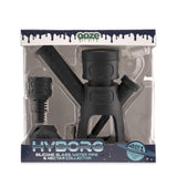 6.5 Hyborg Silicone Bong, Dab Rig & Dab Straw in packaging, showcasing its compact design with a black handle and visible logo.