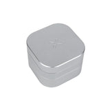 Silver 3pcs Aluminum 2.5 Grinder featuring a square design with a cross on top, highlighting its durable construction and magnetic closure for easy use.