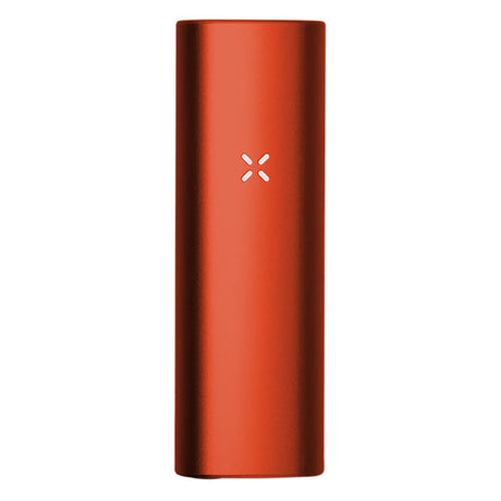 PAX Mini Dry Herb Vaporizer featuring a red rectangular design with a white icon, known for efficient heating and smooth vapor in a compact form.