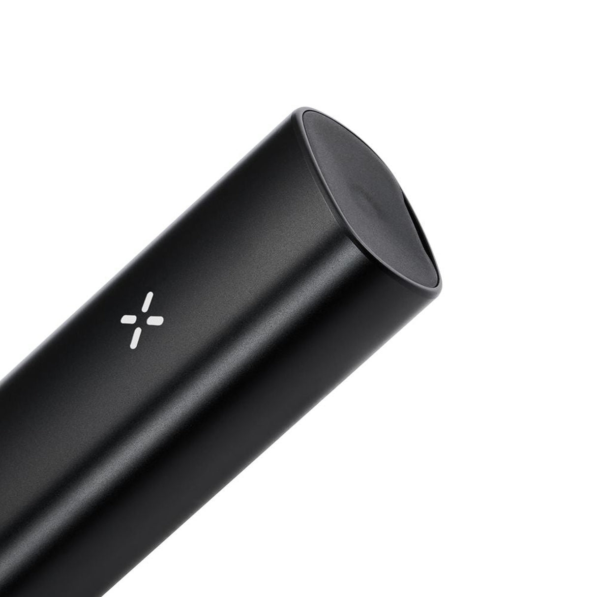 Close-up of the PAX Plus Dry Herb Vaporizer, highlighting its sleek cylindrical design and compact form, ideal for portable use.