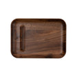 PAX Prep Tray (Walnut), a wooden tray with a handle, designed for organizing and rolling, featuring a smooth walnut finish and debossed X logo.