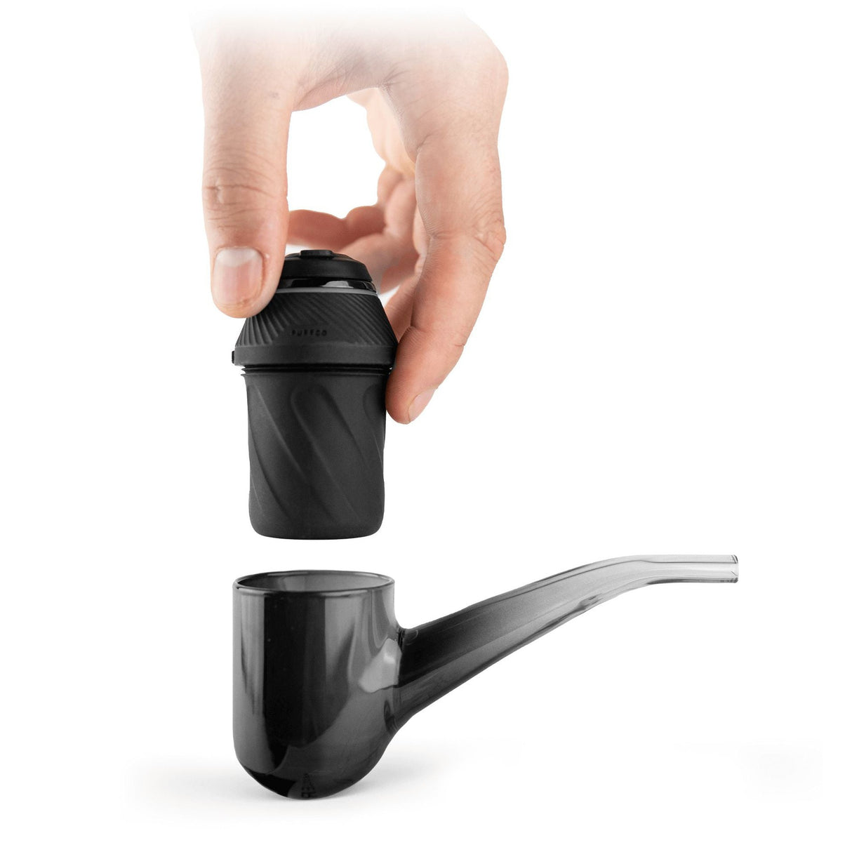 Proxy Concentrate Vaporizer - Black, shown handheld, highlighting its sleek design, intuitive single-button interface, and versatile functionality for concentrate enthusiasts.