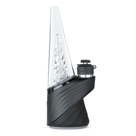 The Peak Pro Electric Dab Rig features a sleek black and grey design with a clear cone, showcasing its modern technology for an enhanced hash experience.