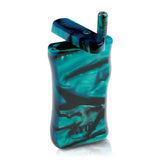 3 Acrylic Magnetic Dugout & One Hitter shown in blue and black, featuring a sleek design, magnetic closure, and ergonomic grip for portable smoking convenience.