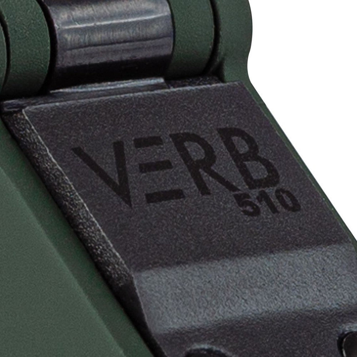 Close-up of the VERB 510 Thread Battery hinge, highlighting its sleek design and functionality for discreet transport and easy use with 510 cartridges.