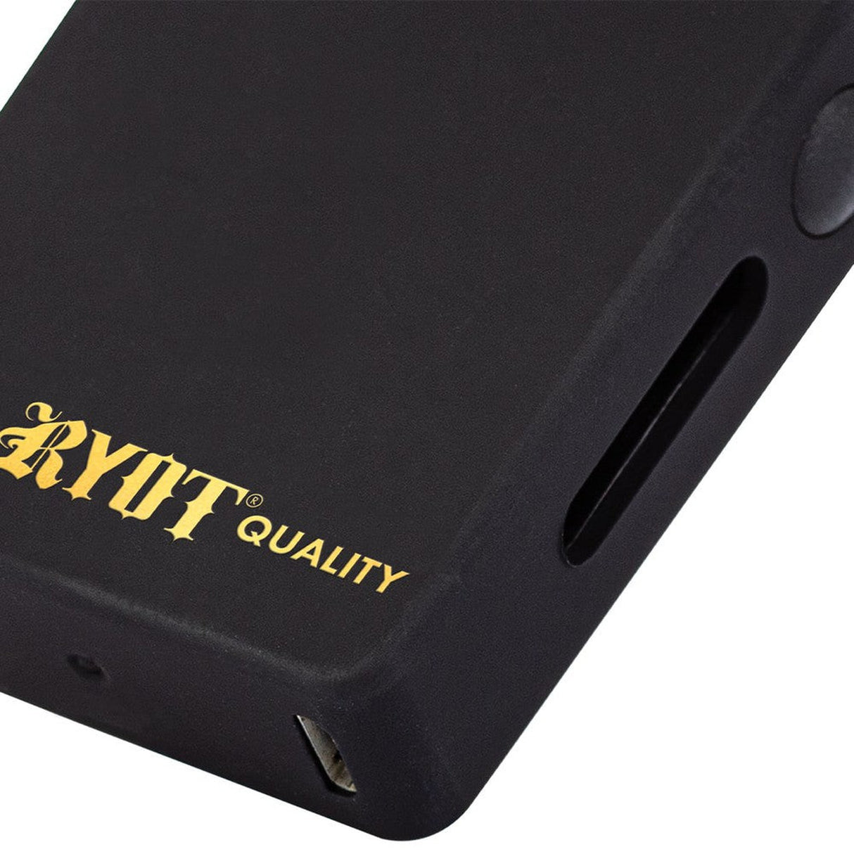 VERB 510 Thread Battery, a black rectangular device featuring yellow text, designed with multiple power modes, universal magnetic adapters, and a secure lid for discreet transport.