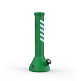 14 Silicone Beaker Bong - Black & Green, featuring a shatterproof design with a removable base and glass bowl, perfect for durable and stylish smoking sessions.