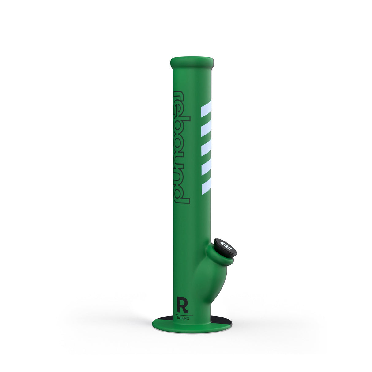 14 Silicone Straight Bong - Black & Green, featuring a durable silicone design with a sleek cylindrical shape and a glass bowl, ideal for shatterproof smoking sessions.