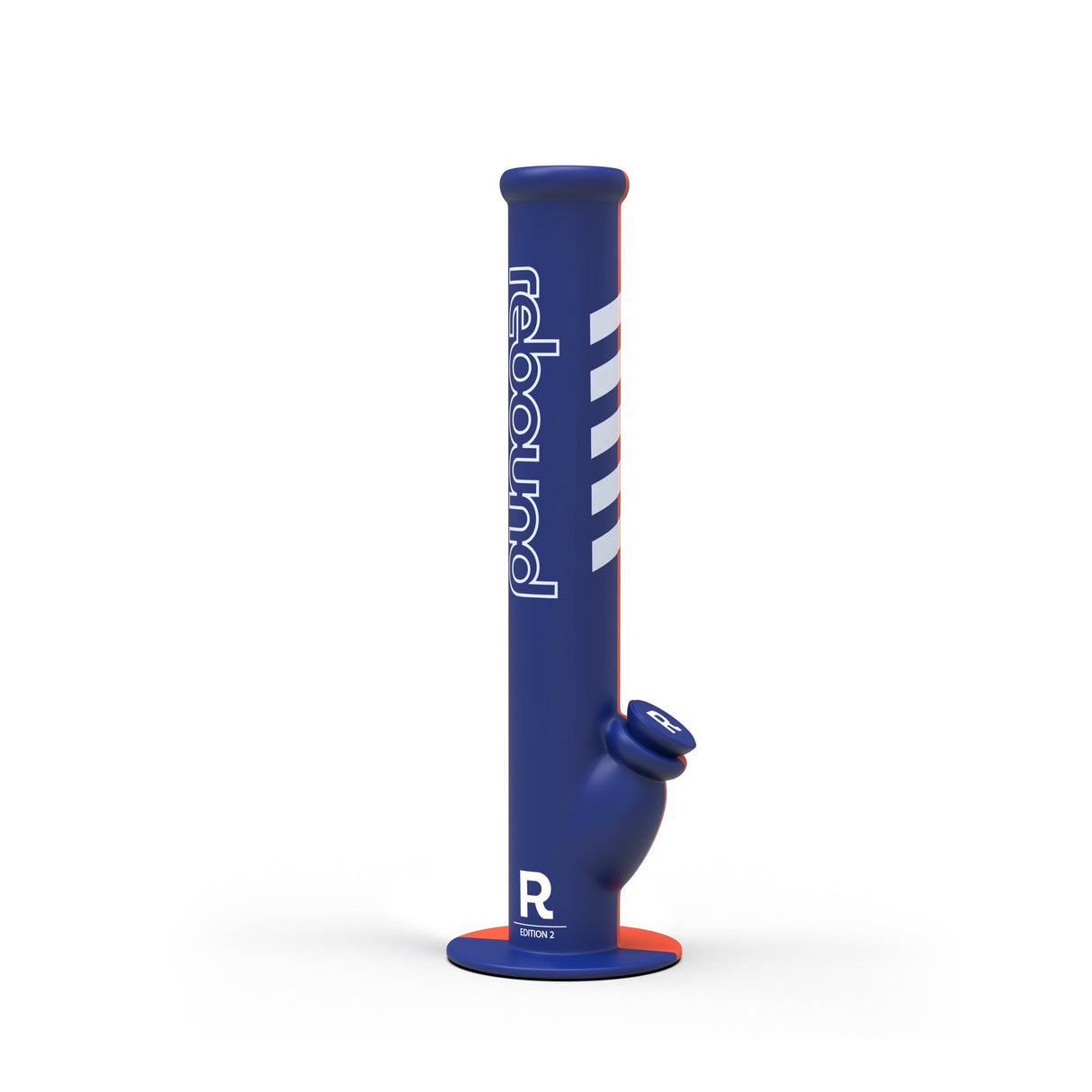 14 Silicone Straight Bong - Blue & Orange, showcasing a durable, shatterproof design with a white logo, perfect for reliable, stylish smoking sessions.