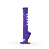 14 Silicone Straight Bong - Purple & Yellow, featuring a durable silicone body with white text, shatterproof design, and a sleek, modern aesthetic for enhanced smoking sessions.