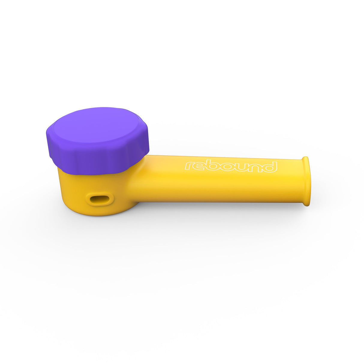 3 Silicone Pipe - 12 units; shatterproof, durable design with a metal bowl, ideal for smoking. Features yellow and purple elements with a blue cap.