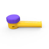 3 Silicone Pipe - 12 units; shatterproof, durable design with a metal bowl, ideal for smoking. Features yellow and purple elements with a blue cap.