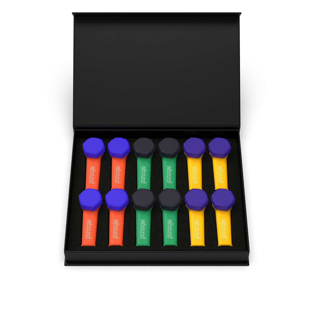 3 Silicone Pipe - 12 units in a black case, featuring shatterproof silicone design with metal bowls, ideal for durable and portable smoking sessions.