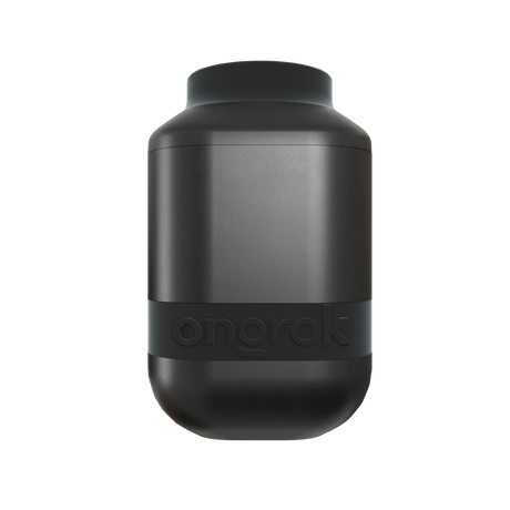 Personal Smoke Filter - Version 2 - Black: A sleek cylindrical device with a black exterior, designed for discreet odor control and featuring a comfortable silicone mouthpiece.