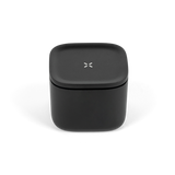 Stash Jar - Small: Black square design with white X, crafted from airtight aluminum, ideal for discreet, smell-proof herb storage, protecting contents from sunlight.