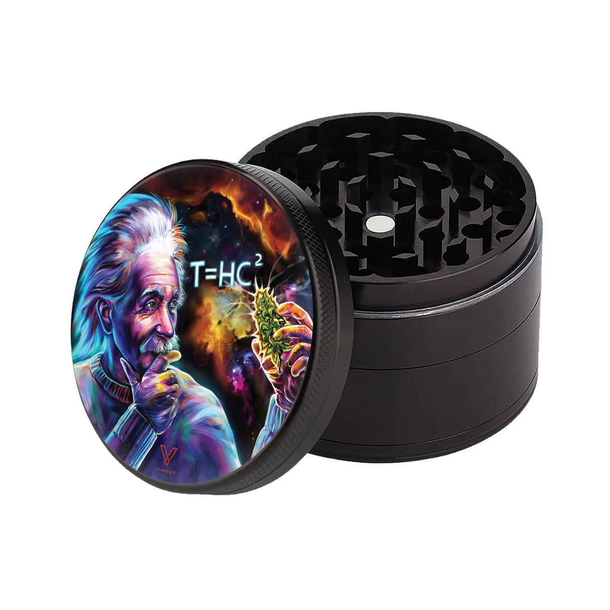 4pcs Metal 2.5 Sharp Shred Grinder featuring a man smoking design, precision-crafted teeth, and durable construction for efficient herb grinding.