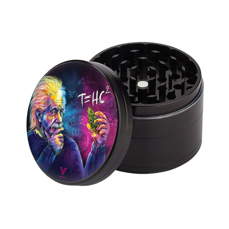 4pcs Metal 2.5 Sharp Shred Grinder with a unique design of a man and marijuana, featuring sharp teeth for efficient herb grinding.