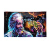 Glass Rolling Tray - T=HC2 Einstein Black Hole features a sleek, futuristic design with a man holding a marijuana leaf, emphasizing style and durability for smoke sessions.