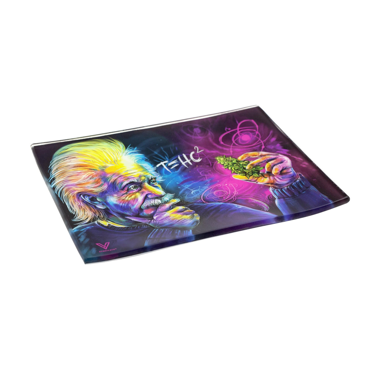 Glass Rolling Tray - T=HC2 Einstein Classic featuring Einstein-inspired design, durable shatter-resistant glass, and ample space for seamless rolling.