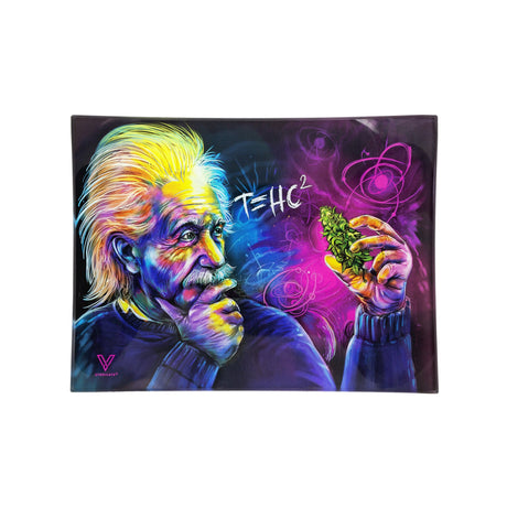 Glass Rolling Tray - T=HC2 Einstein Classic features a vibrant illustration of Einstein with a sandwich, highlighting premium design and durability for seamless rolling.