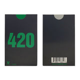 Grinder Card - 420 displayed in packaging, showcasing its sleek, portable design for on-the-go herb grinding. Fits easily into wallets for convenience.