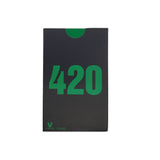 Grinder Card - 420: Sleek, portable card with green numbers, designed for discreet herb grinding, fits effortlessly in wallets for on-the-go convenience.