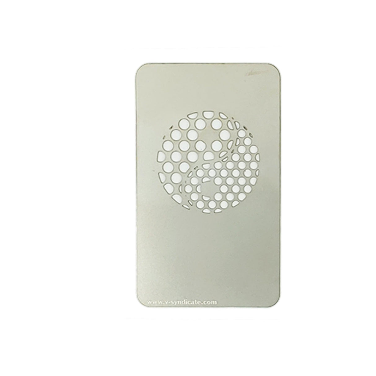 Grinder Card - Yin Yang with circular holes, compact design fits wallets, offers portable herb grinding with precision teeth for smooth, efficient use.