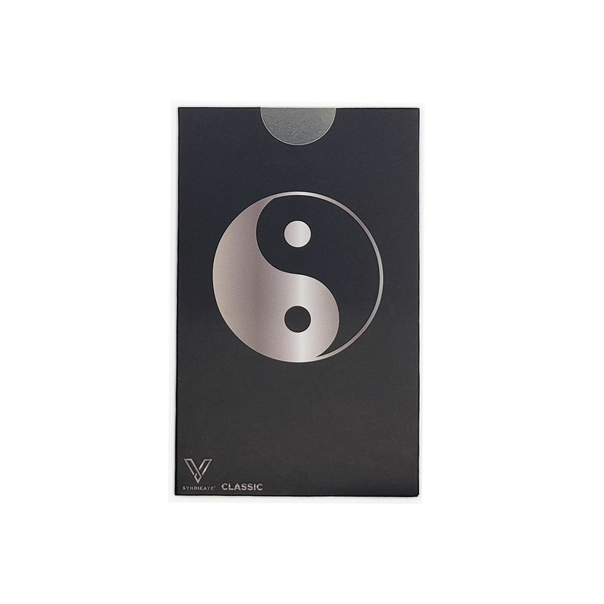 Grinder Card - Yin Yang featuring a sleek black and silver design with a yin yang symbol, offering portable herb grinding in a wallet-sized, durable format.