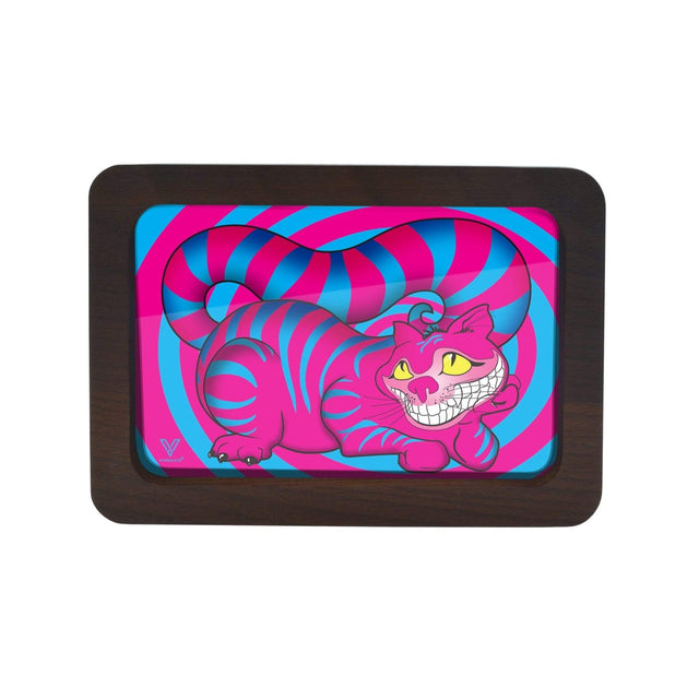 High-Def (3D) Rolling Tray - Seshigher Cat features a holographic cat design in a durable wooden frame with raised edges, perfect for rolling sessions.