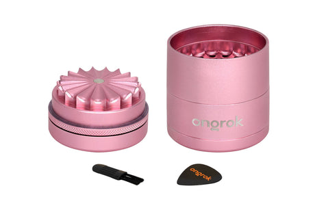 Mini 5 Piece Flower Petal Toothless Grinder with Storage - Black; cylindrical design with built-in storage and precision grinding features.