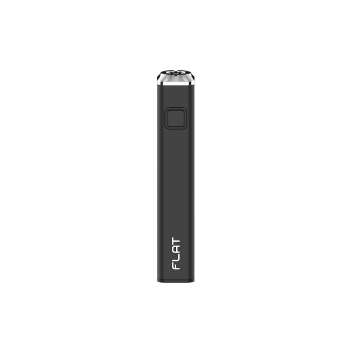 Yocan Flat Edition 510 Thread Battery, a square black vaporizer with silver top, featuring a square power button for voltage settings and USB Type-C charging.