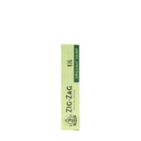 1 1/4 Hemp Rolling Paper with black text, highlighting Zig-Zag Organic Hemp, crafted from unbleached hemp fibers. Ideal for eco-friendly, smooth smoking.