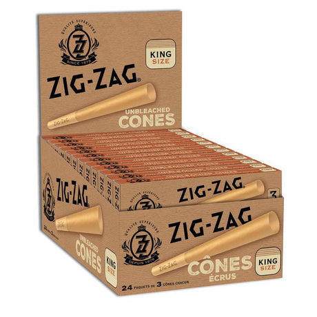 Pre Rolled Unbleached King Size Cones - Pack of 3, displayed in a crush-proof slide box with branded tips, ideal for a seamless smoking experience.