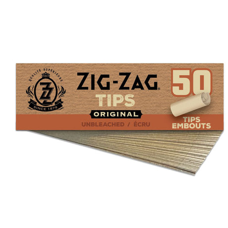 Rolling Paper Tips - Unbleached Original - Pack of 50, featuring high-quality natural fiber tips, ideal for optimal airflow and resin reduction in hand-rolled joints.