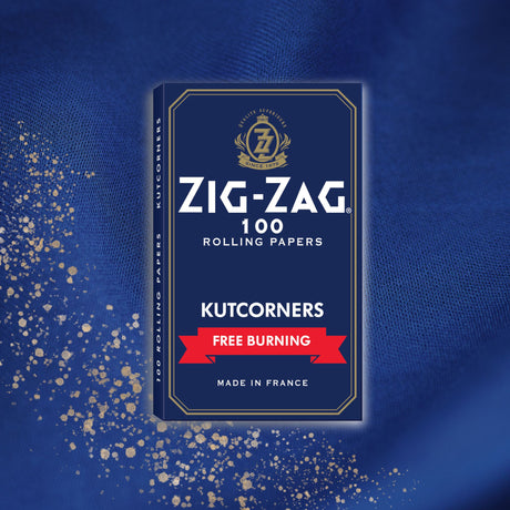 Single Wide Blue Rolling Paper featuring white text and a blue and gold logo, designed for effortless rolling and faster burn with kutcorner design.