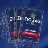 Single Wide Blue Rolling Paper stack featuring Zig-Zag's iconic branding, highlighting the kutcorner design for easy rolling and fast-burning sessions.