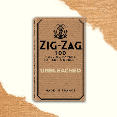 Single Wide Zig-Zag Unbleached Rolling Paper box with black text and logo, showcasing natural, eco-friendly design for a pure smoking experience.